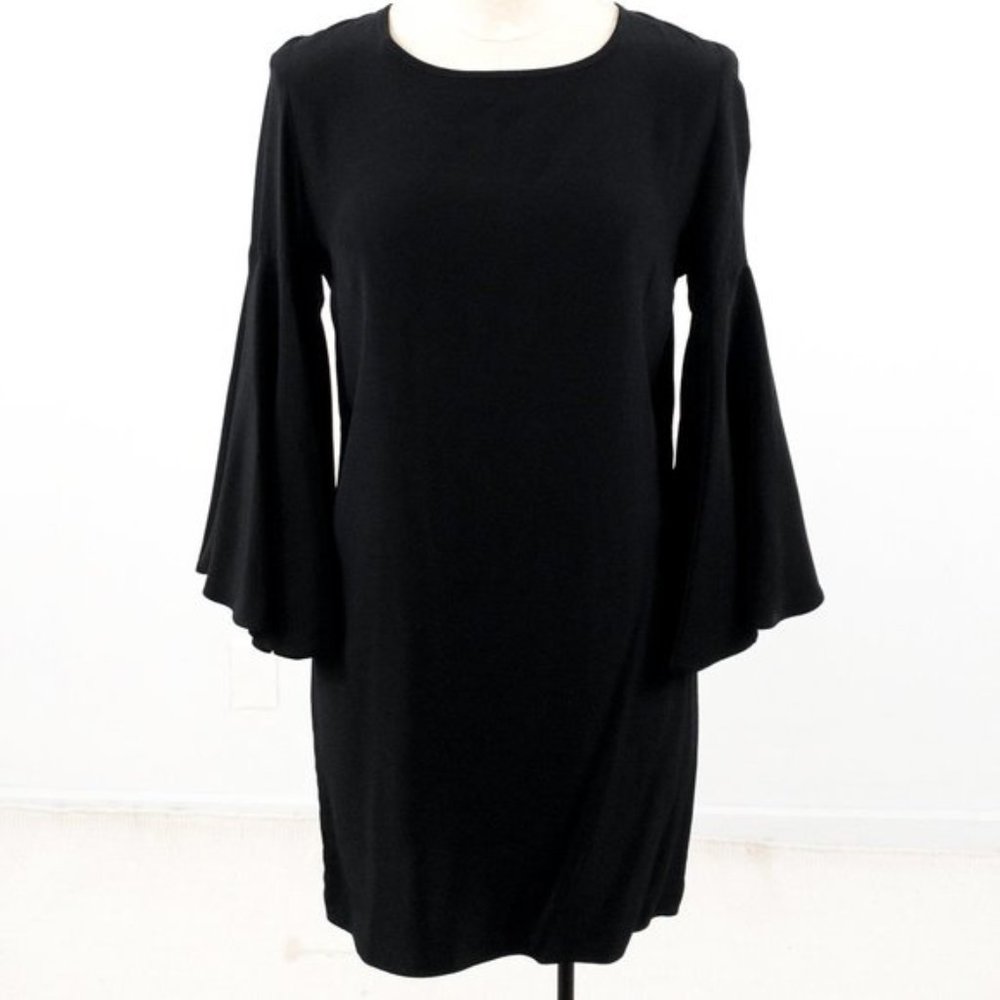Anthropologie Dress Amanda Uprichard S Silk Bell Sleeve Black
